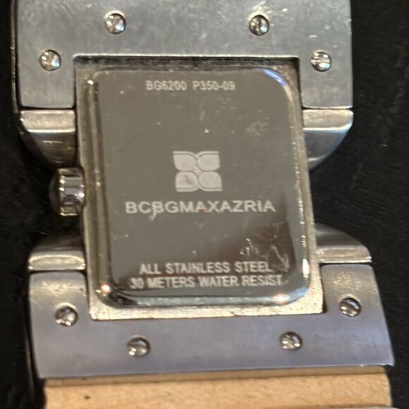 BCBGMaxazria Black Leather Stainless Steel Rocker Watch *needs battery​ main image 5